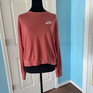 Women’s Nike Pink/Red Heathered Cropped Crew Neck Lightweight Top Size M